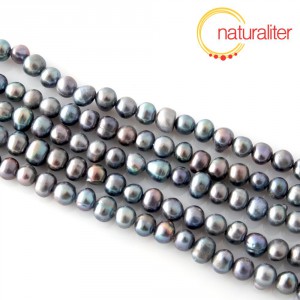 Říční perly duhové, 5-6 mm, A, návlek 37cm