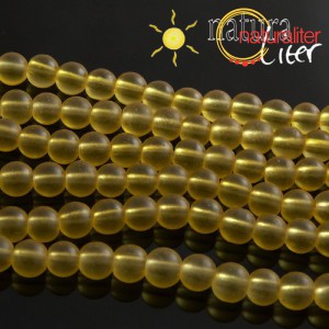 Matné skleněné korálky 8mm žluté, 10ks