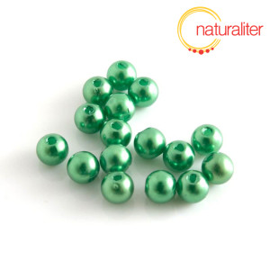 Voskované perly, zelené, 6mm, 50ks